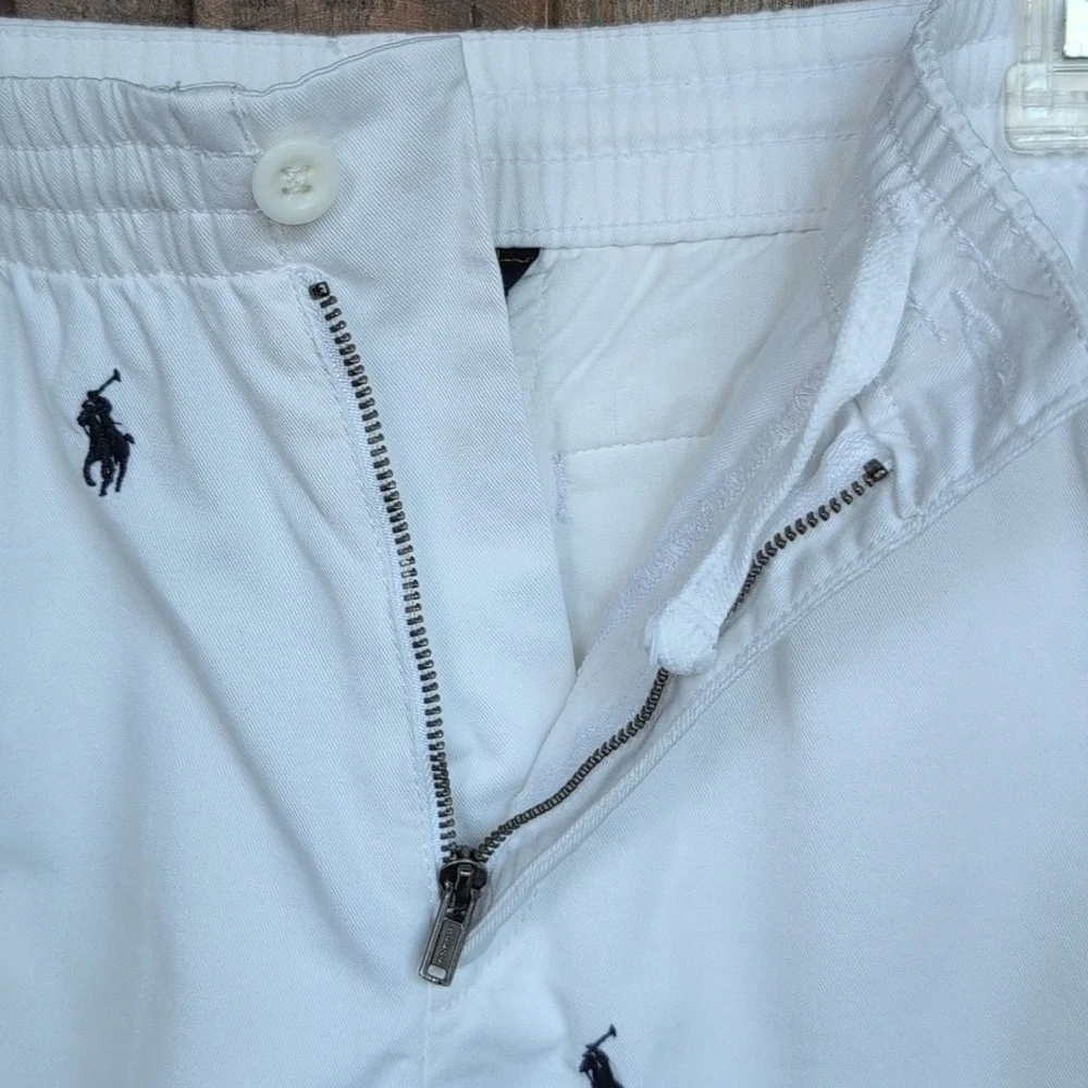 Polo Ralph Lauren White Cotton Chino Preppy Shorts w/ Navy Pony Print - Boys 20 - Picture 4 of 5